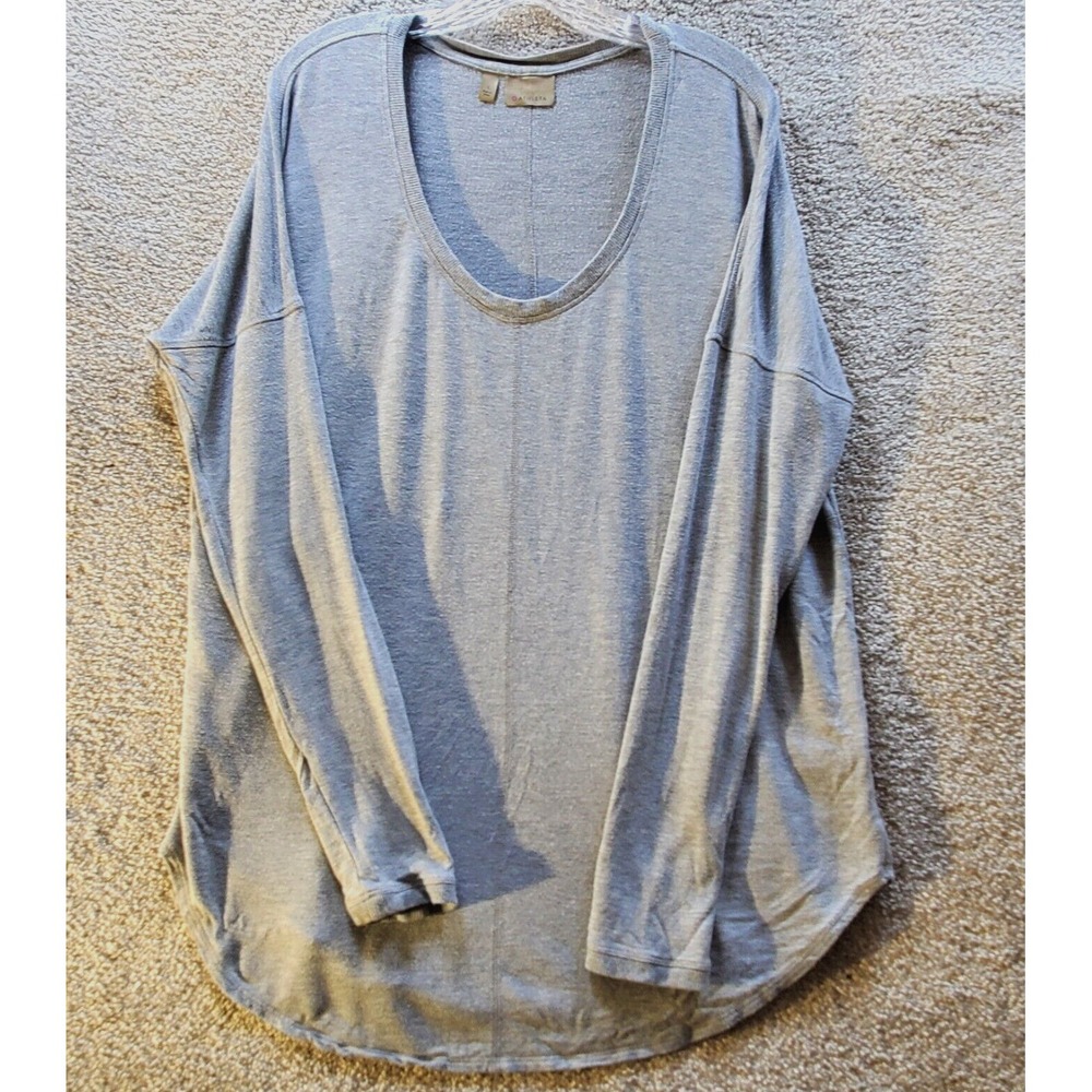 Athleta Shirt Women's Large‎ Heather Gray Athletic Pullover Stretch Scoop Neck